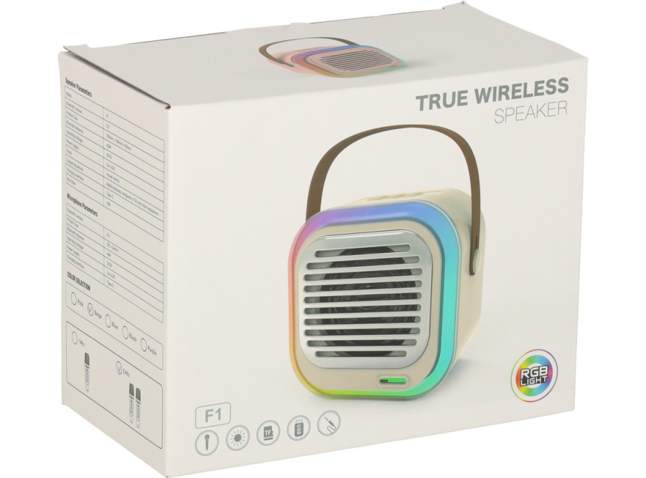 Sada karaoke reproduktoru Bluetooth + 2 mikrofony - krémový