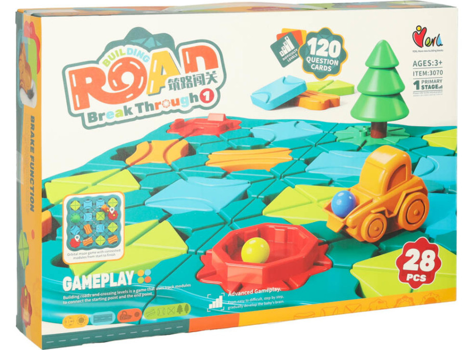 Logická desková hra bludiště s překážkovou dráhou 28 dílků