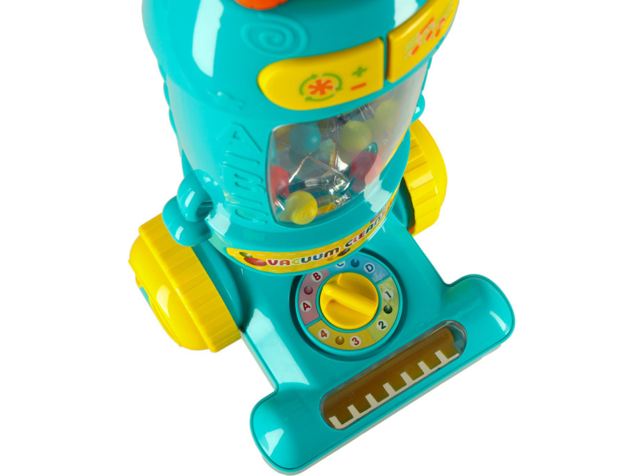 Interaktivní vysavač pro děti se zvukem - tyrkysový