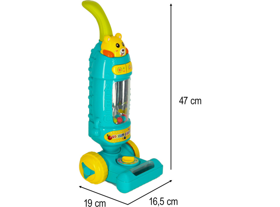 Interaktivní vysavač pro děti se zvukem - tyrkysový