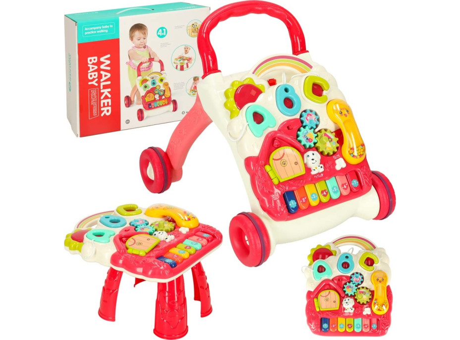 Interaktivní chodítko 4v1 - červené