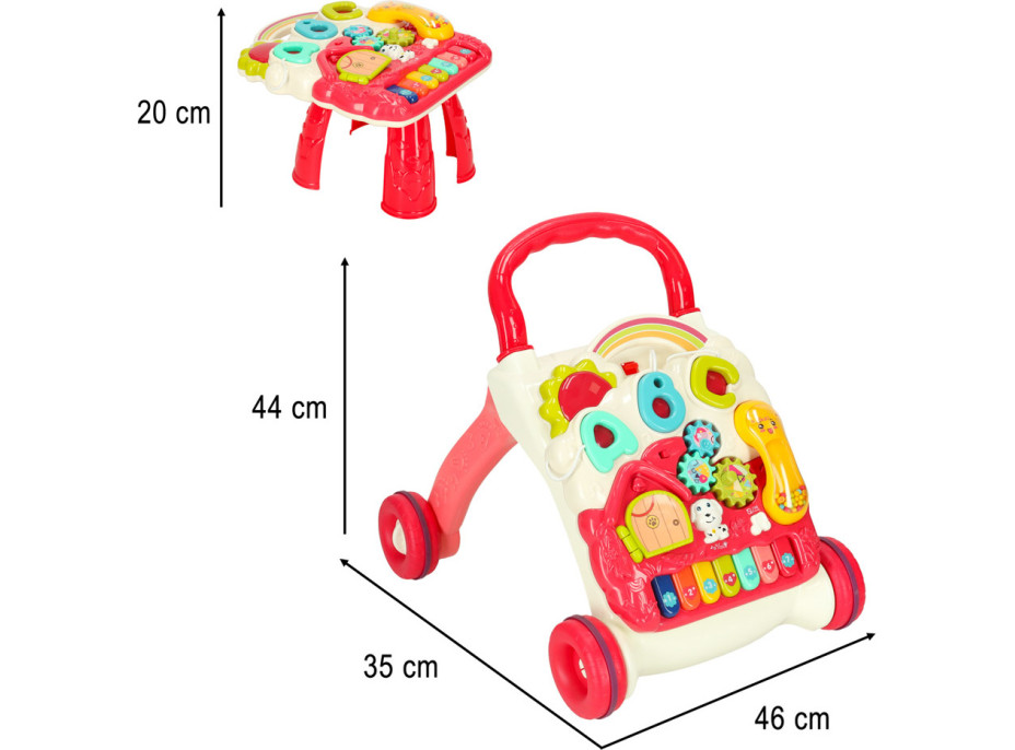 Interaktivní chodítko 4v1 - červené