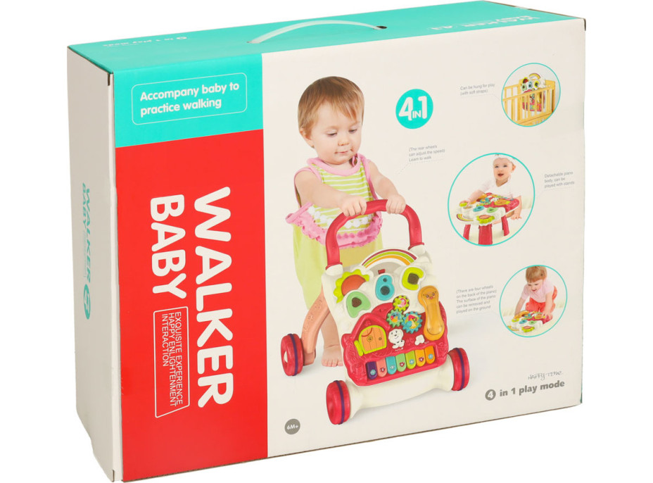 Interaktivní chodítko 4v1 - červené