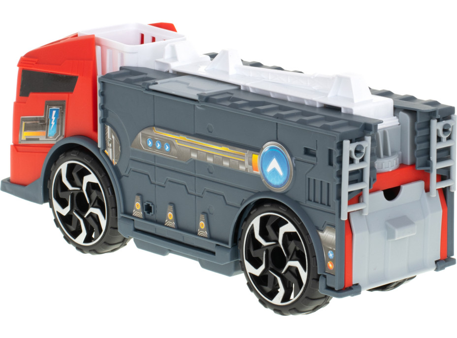 Transportér TIR 2v1 parkovací garáž hasiči + 3 auta - červená