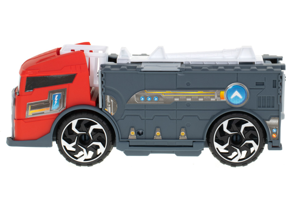 Transportér TIR 2v1 parkovací garáž hasiči + 3 auta - červená