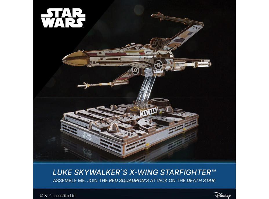 Ugears 3D dřevěná mechanická skládačka Star Wars Luke Skywalker X-Wing stíhačka