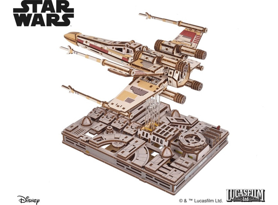 Ugears 3D dřevěná mechanická skládačka Star Wars Luke Skywalker X-Wing stíhačka