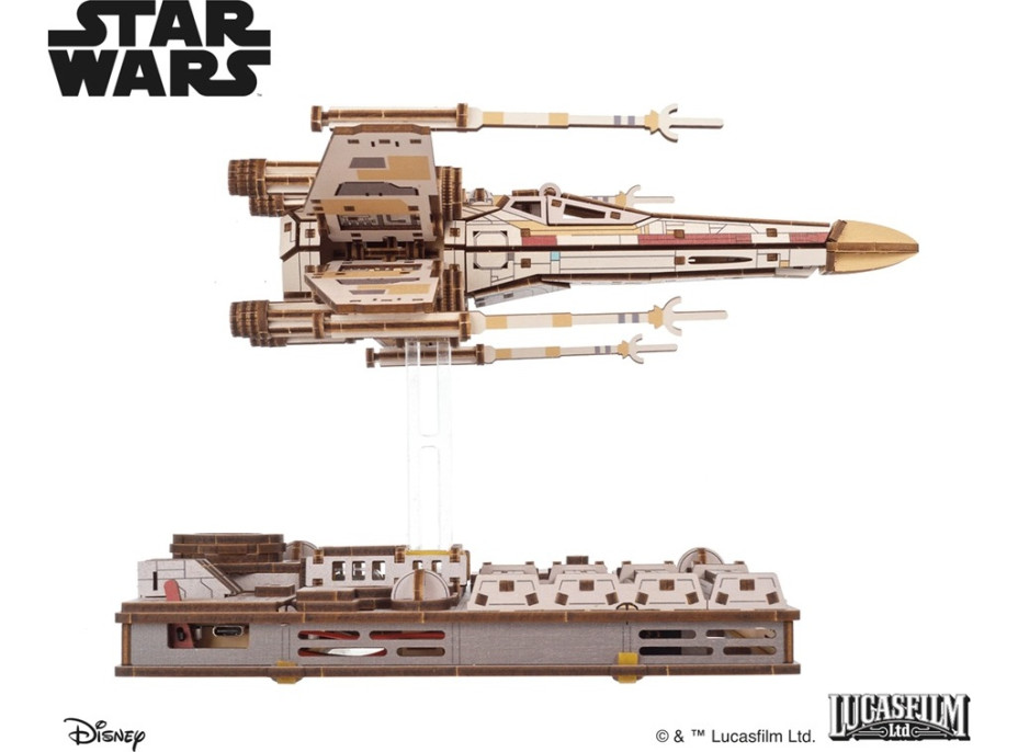 Ugears 3D dřevěná mechanická skládačka Star Wars Luke Skywalker X-Wing stíhačka
