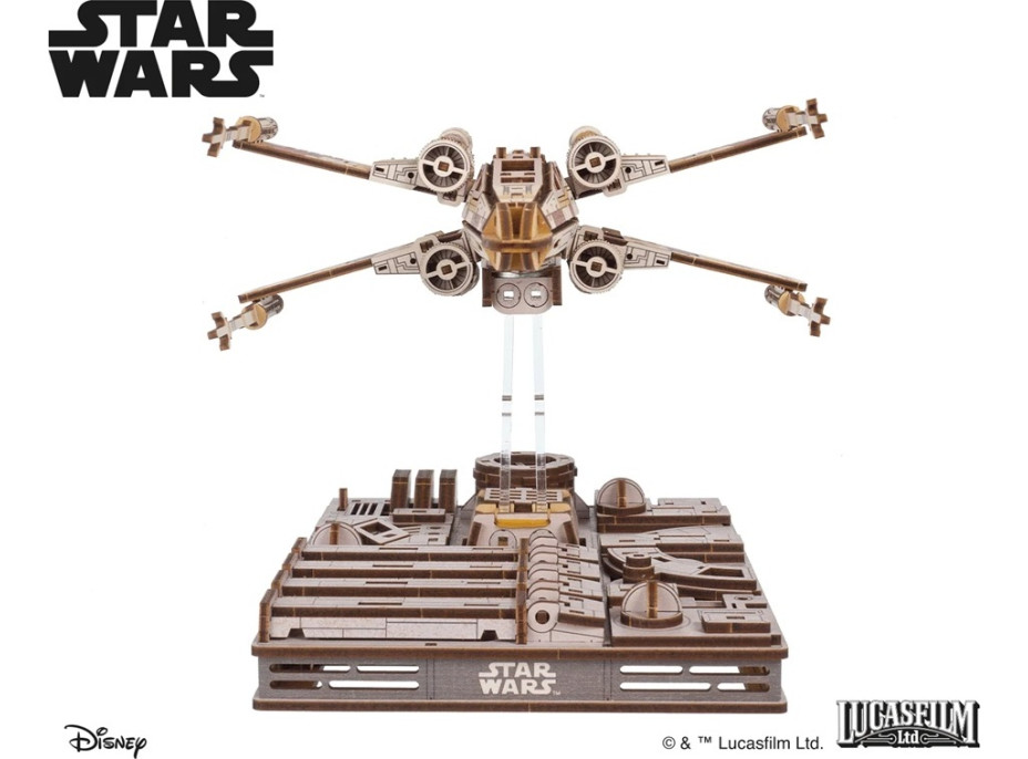 Ugears 3D dřevěná mechanická skládačka Star Wars Luke Skywalker X-Wing stíhačka