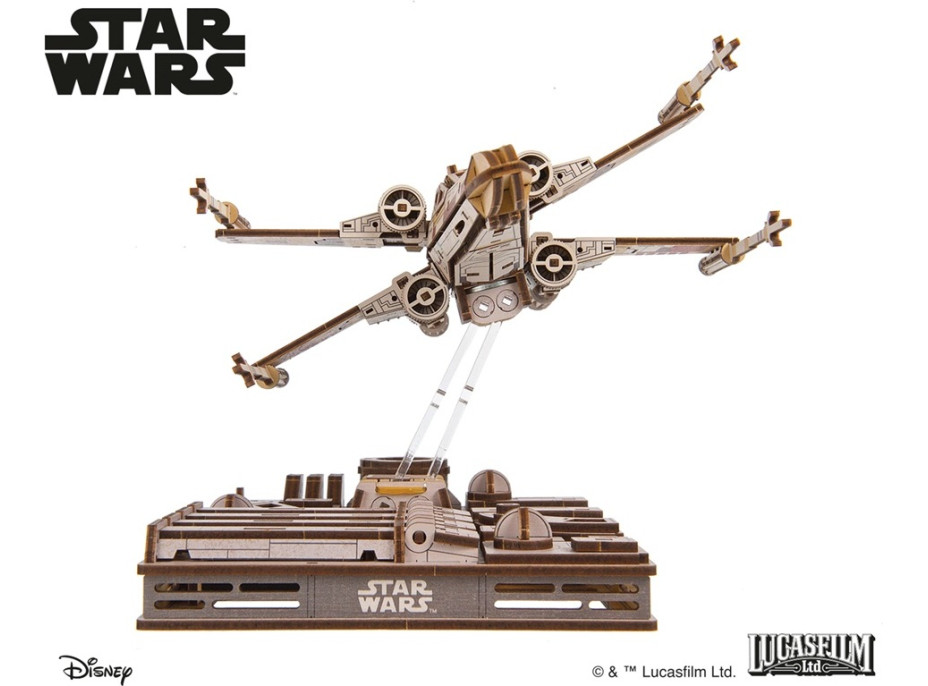 Ugears 3D dřevěná mechanická skládačka Star Wars Luke Skywalker X-Wing stíhačka