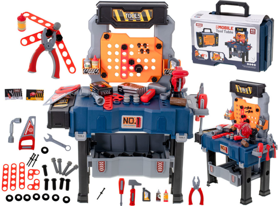 Dětský ponk do dílny s nářadím - 65 prvků