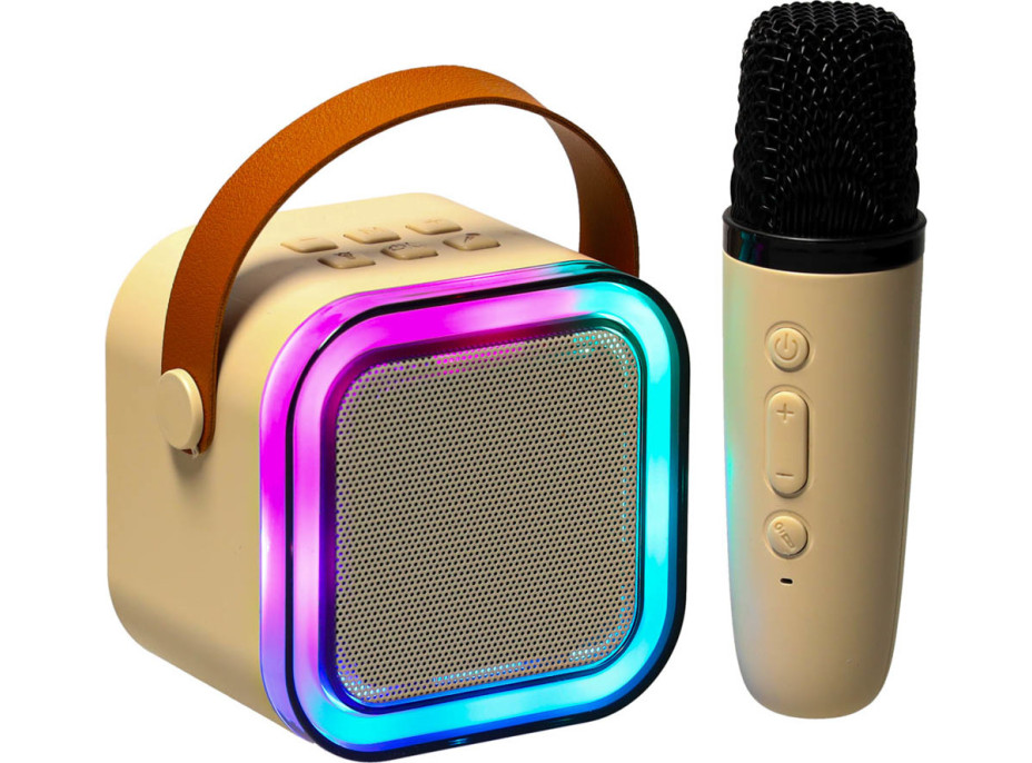 Karaoke reproduktor Bluetooth + mikrofon - béžový