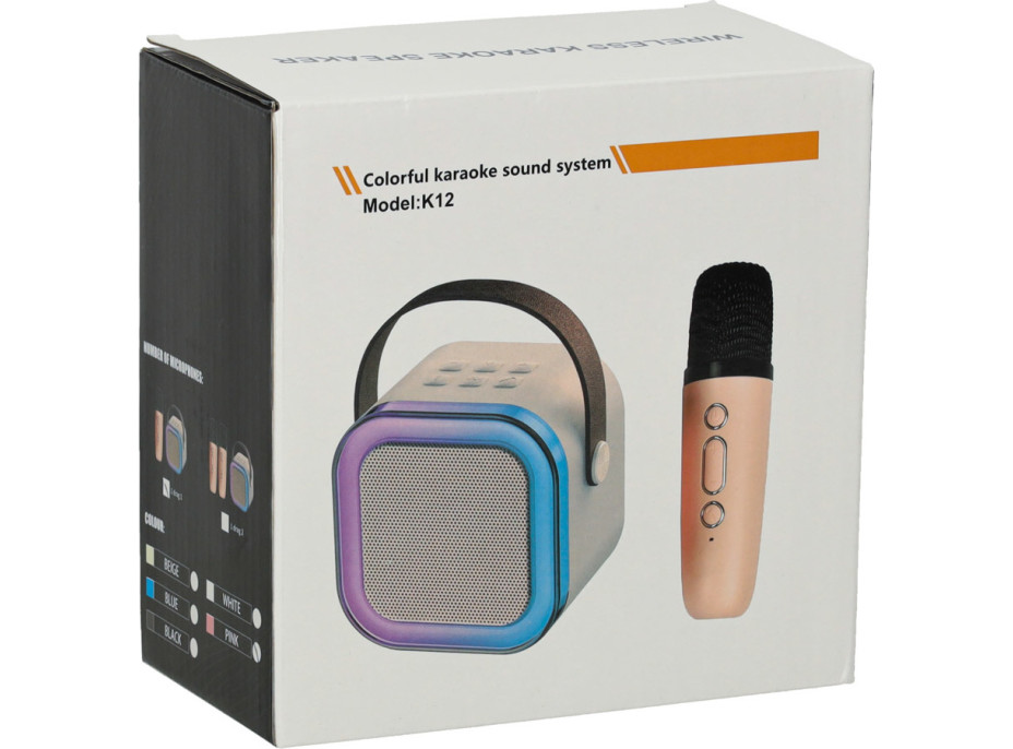 Karaoke reproduktor Bluetooth + mikrofon - béžový