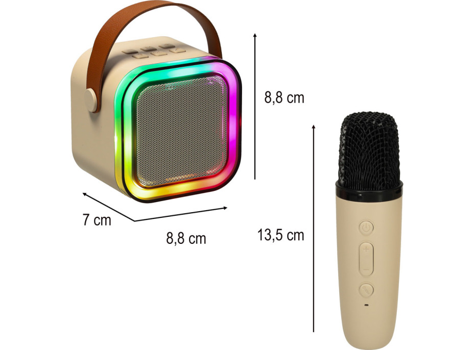 Karaoke reproduktor Bluetooth + mikrofon - béžový