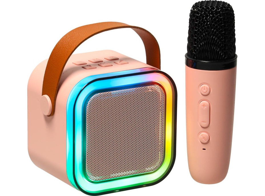Karaoke reproduktor Bluetooth + mikrofon - růžový