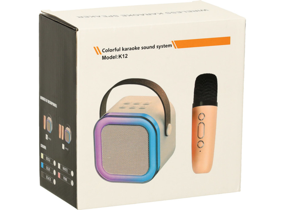 Karaoke reproduktor Bluetooth + mikrofon - růžový