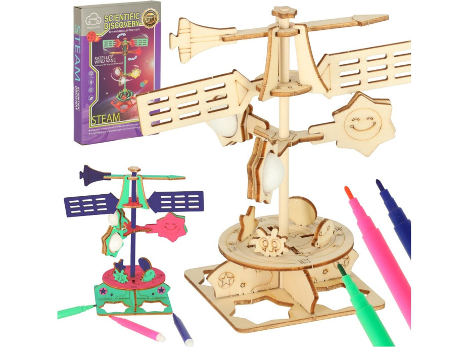 Dřevěné 3D puzzle- Vědecký model větrné korouhve Dřevěné 3D puzzle- Vědecký model větrné korouhve