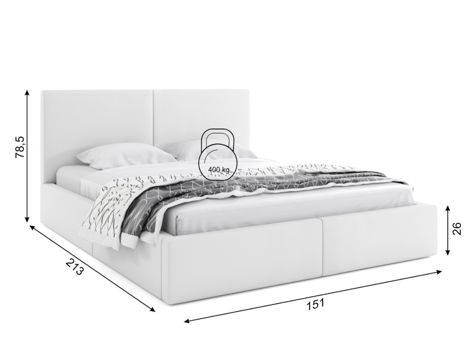 Čalouněná postel HILTON - 200x140 cm - bílá