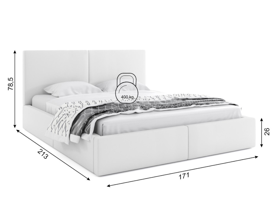 Čalouněná postel HILTON - 200x160 cm - bílá
