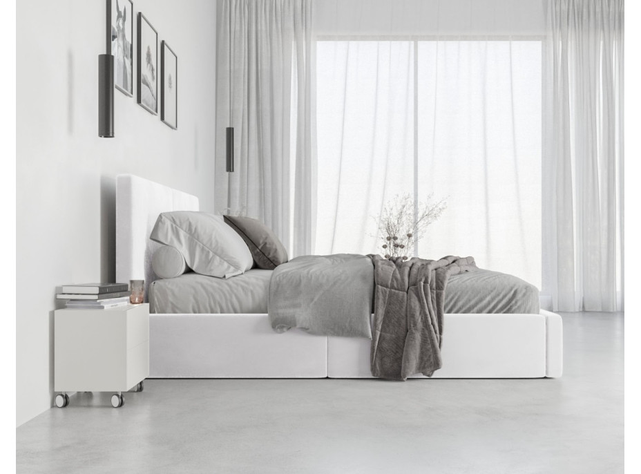 Čalouněná postel HILTON s úložným prostorem - 200x120 cm - bílá