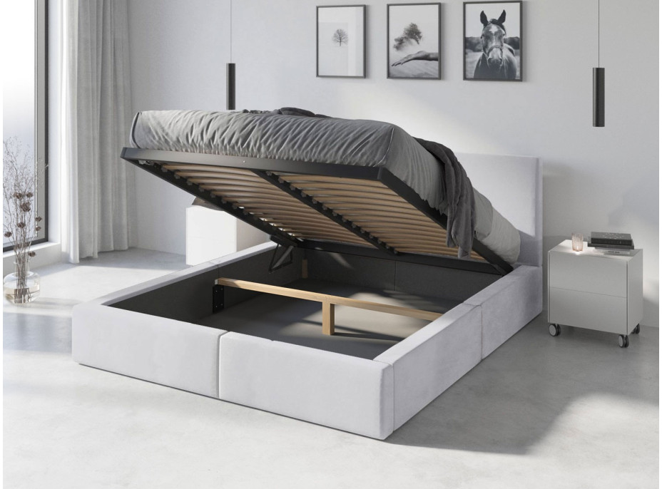 Čalouněná postel HILTON s úložným prostorem - 200x120 cm - bílá