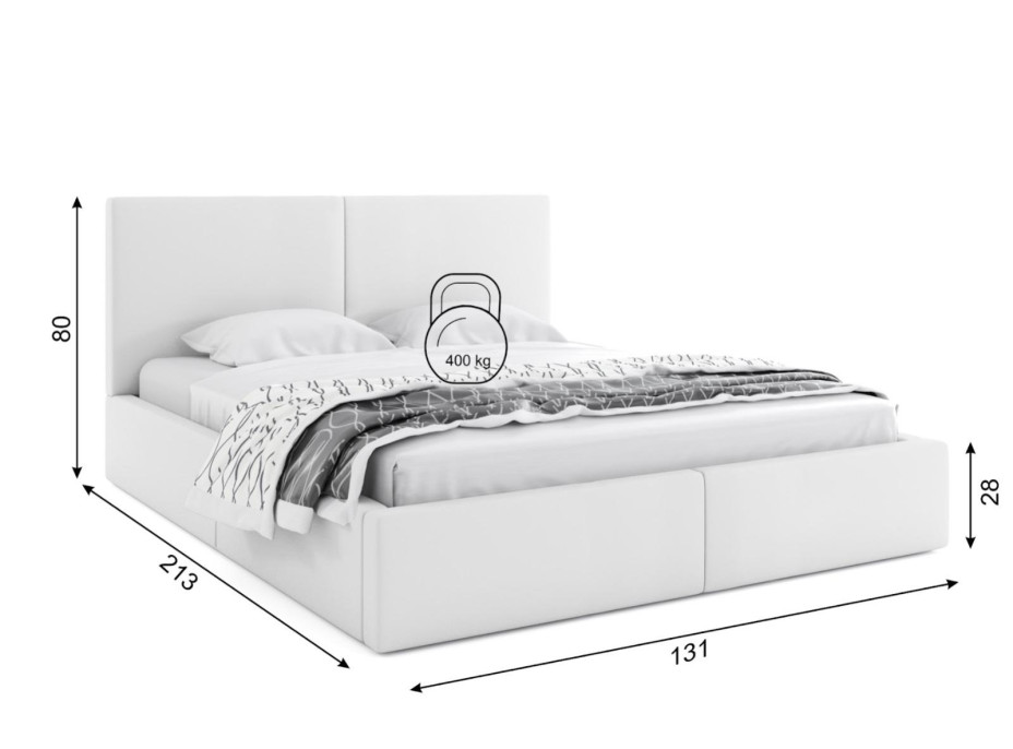 Čalouněná postel HILTON s úložným prostorem - 200x120 cm - bílá