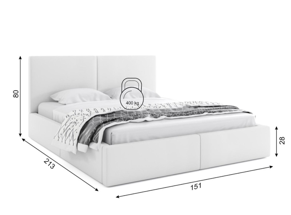Čalouněná postel HILTON s úložným prostorem - 200x140 cm - bílá