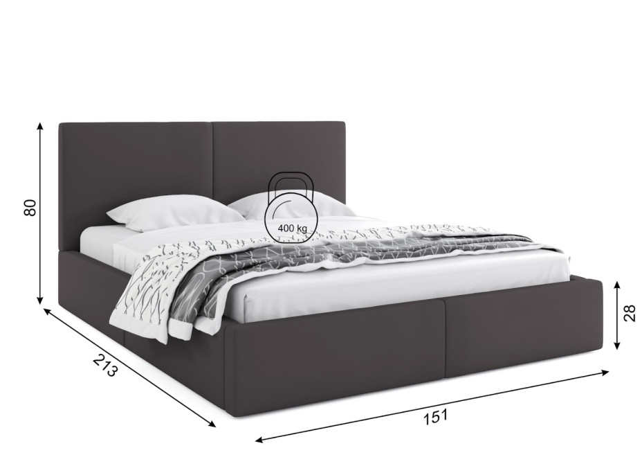 Čalouněná postel HILTON s úložným prostorem - 200x140 cm - grafitová