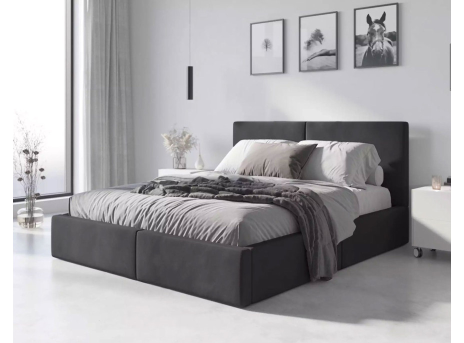 Čalouněná postel HILTON s úložným prostorem - 200x160 cm - grafitová