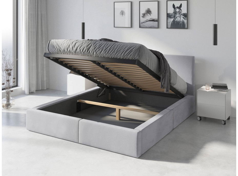 Čalouněná postel HILTON s úložným prostorem - 200x120 cm - šedá