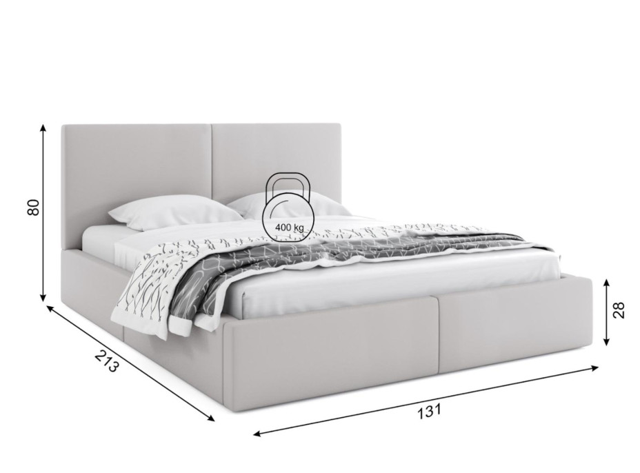 Čalouněná postel HILTON s úložným prostorem - 200x120 cm - šedá