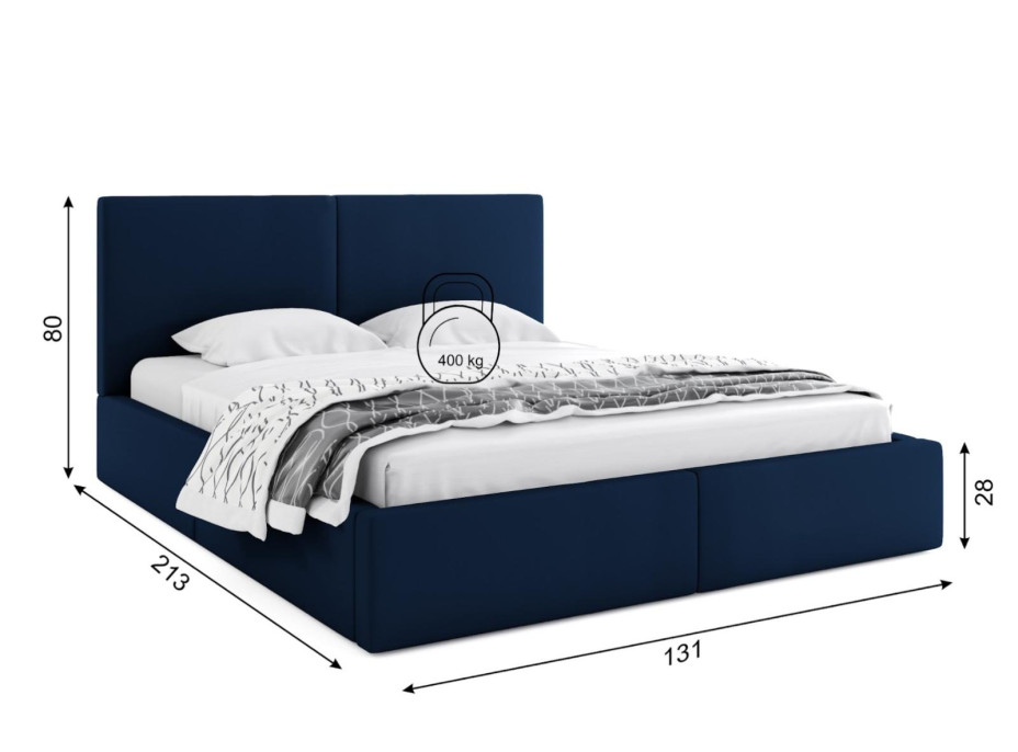 Čalouněná postel HILTON s úložným prostorem - 200x120 cm - tmavě modrá