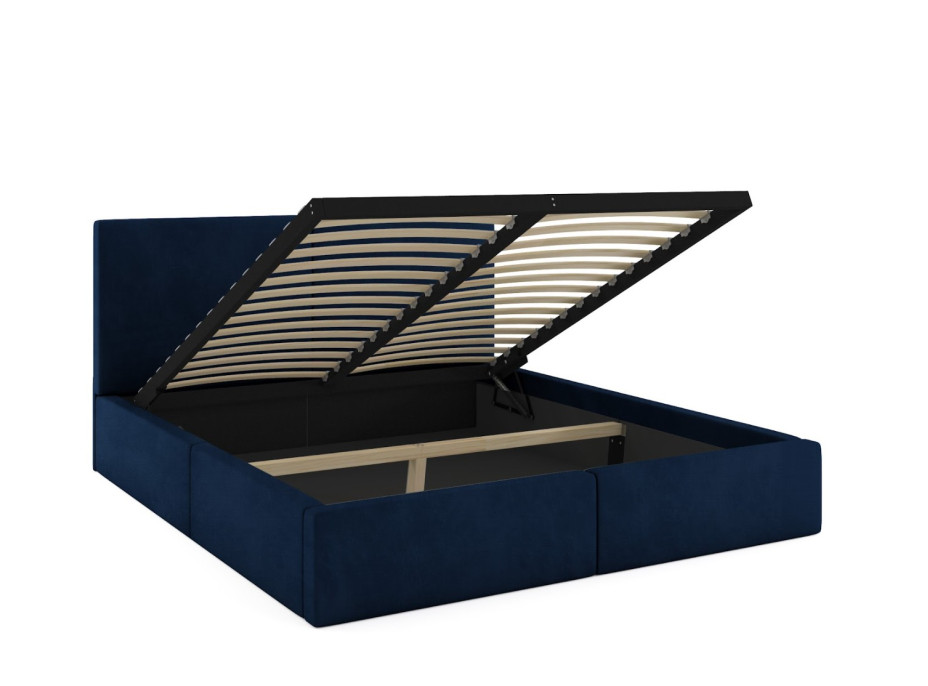 Čalouněná postel HILTON s úložným prostorem - 200x160 cm - tmavě modrá