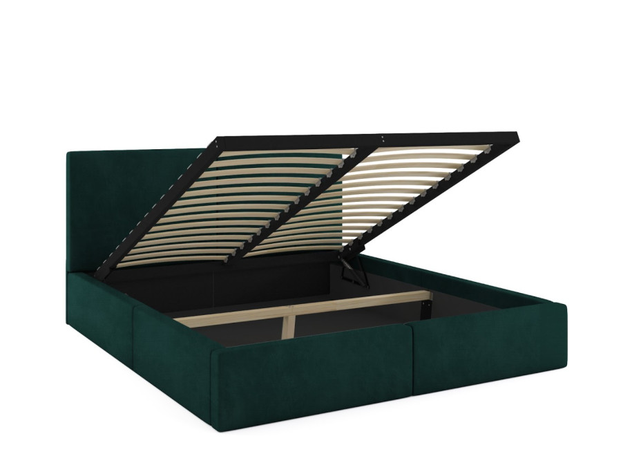 Čalouněná postel HILTON s úložným prostorem - 200x120 cm - tmavě zelená
