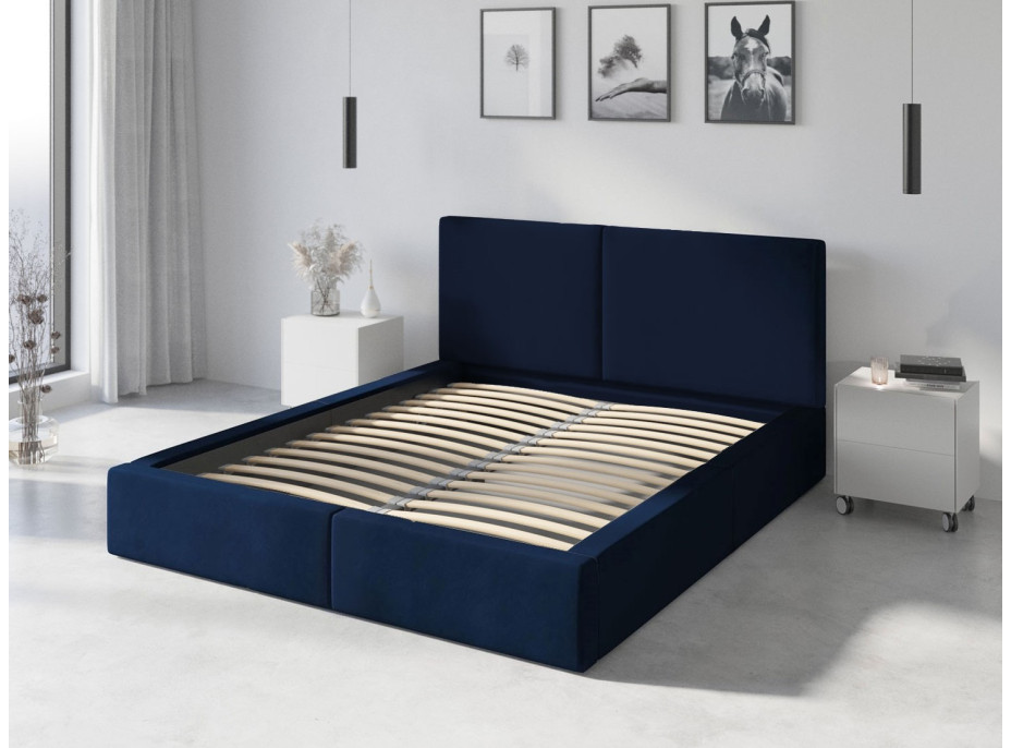 Čalouněná postel HILTON - 200x140 cm - tmavě modrá