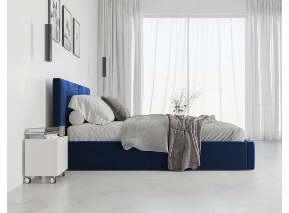 Čalouněná postel HILTON - 200x140 cm - tmavě modrá