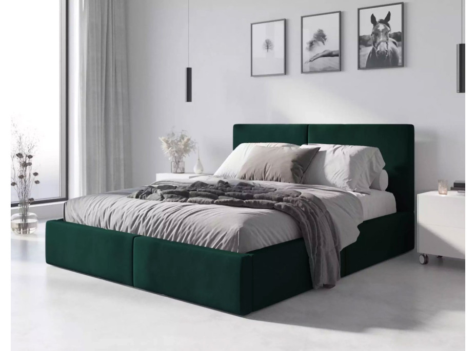 Čalouněná postel HILTON - 200x140 cm - tmavě zelená