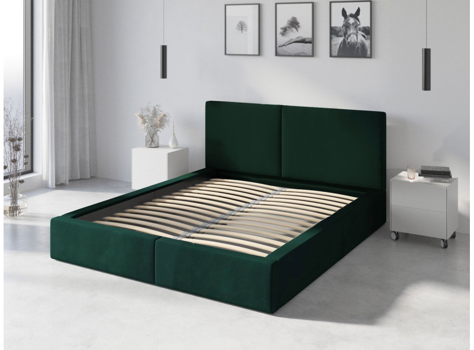 Čalouněná postel HILTON - 200x140 cm - tmavě zelená