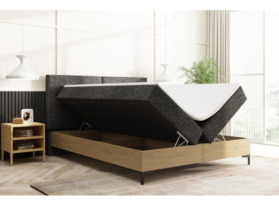 Čalouněná postel IMPERIAL s úložným prostorem - 200x160 cm - dub/šedá