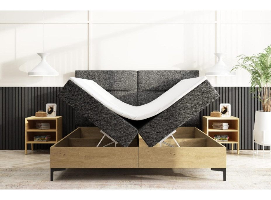 Čalouněná postel IMPERIAL s úložným prostorem - 200x160 cm - dub/šedá