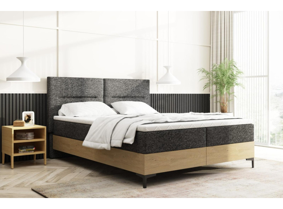 Čalouněná postel IMPERIAL s úložným prostorem - 200x160 cm - dub/šedá