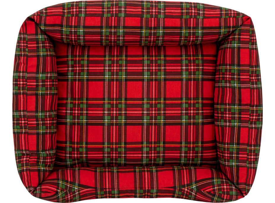 Pelíšek pro psy/kočky s vánočním motivem 70x60 cm - červený károvaný