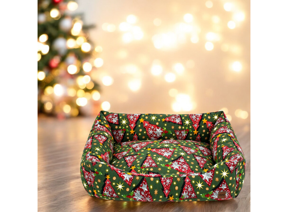 Pelíšek pro psy/kočky s vánočním motivem 70x60 cm - Stromečky