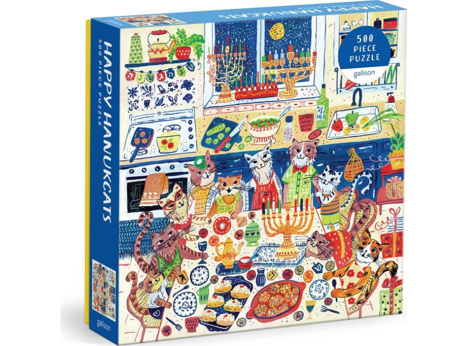 GALISON Čtvercové puzzle Happy Hanukcats 500 dílků