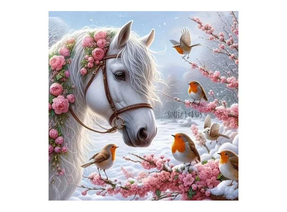 NORIMPEX Diamantové malování Kůň v zimě 30x40cm