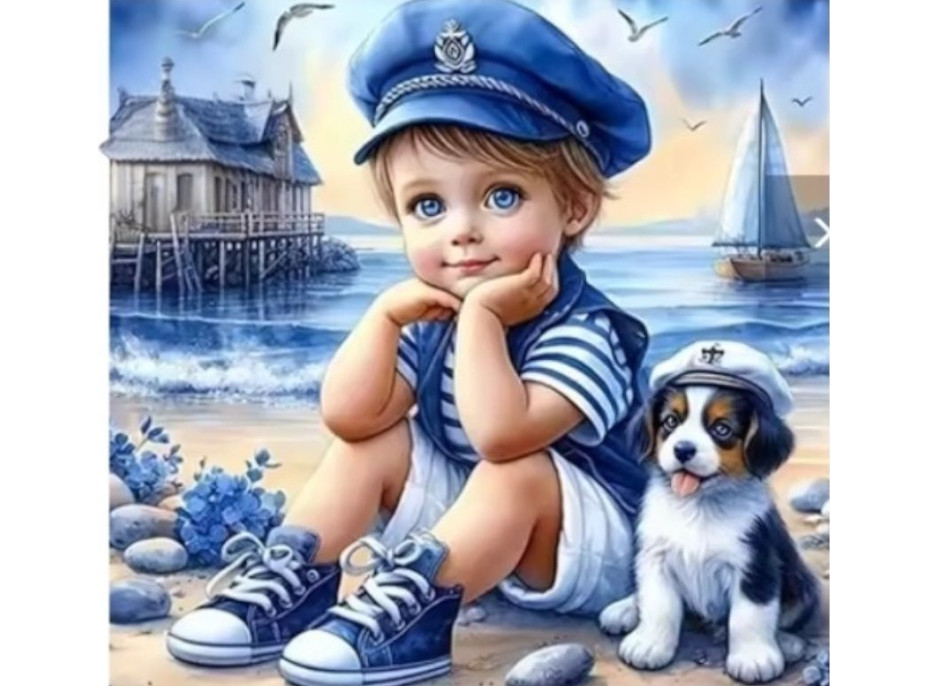 NORIMPEX Diamantové malování Malý námořník 30x40cm