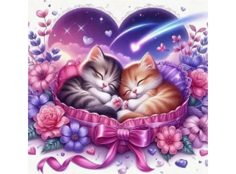 NORIMPEX Diamantové malování Spící koťata 30x40cm