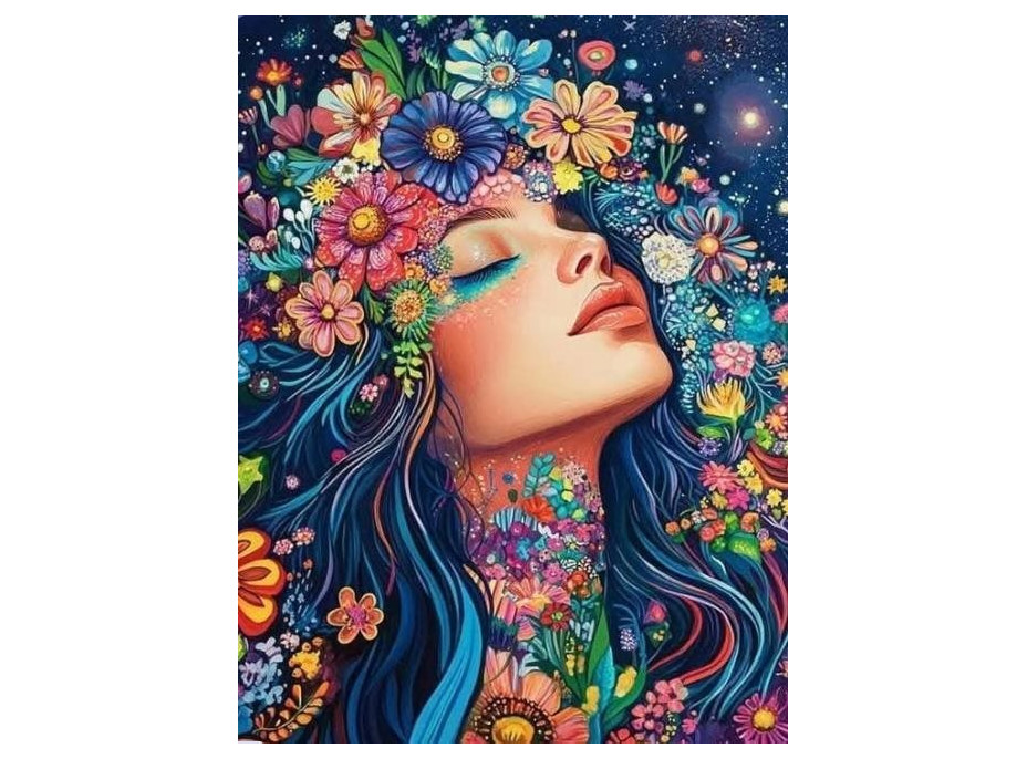 NORIMPEX Diamantové malování Dívka v květinách 30x40cm