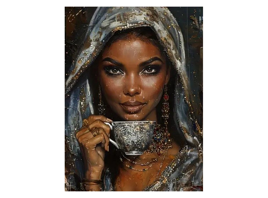 NORIMPEX Diamantové malování Žena s šálkem kávy 30x40cm