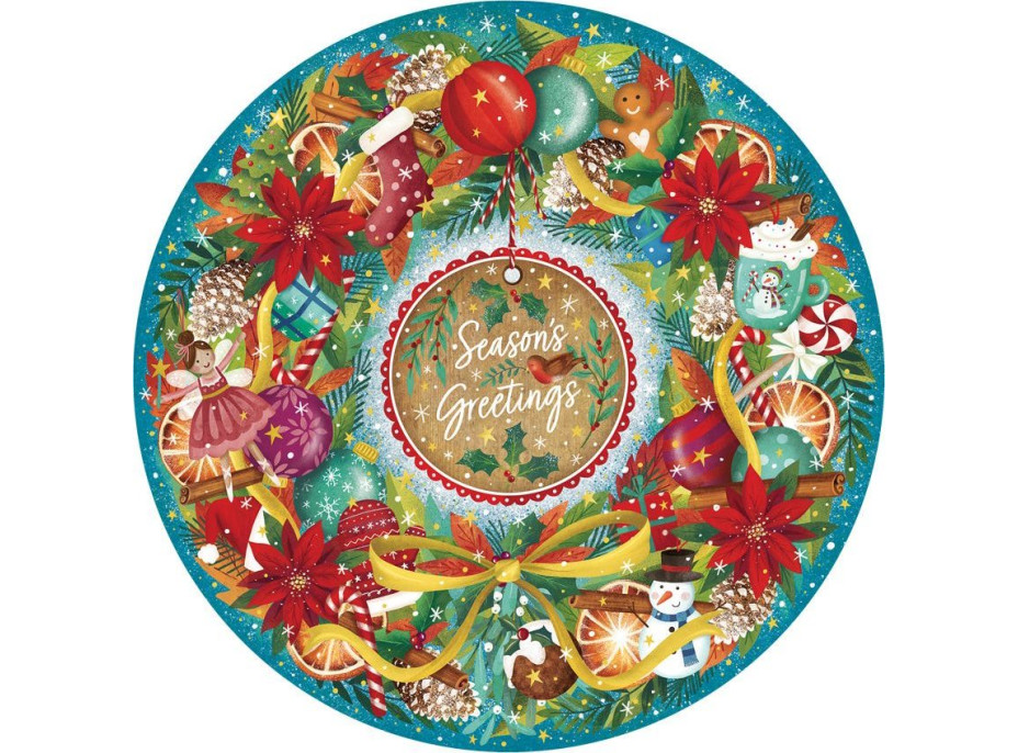 GIBSONS Kulaté puzzle Vánoční pozdravy 500 dílků